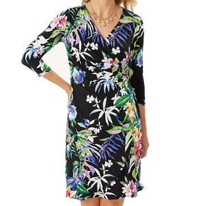 Tommy Bahama Hermosa Faux Wrap Dress Size Medium Floral Stretch Tropical